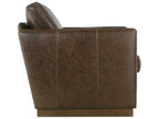 Allie Swivel Brown Leather Accent Chair with Track Arms