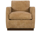 Allie Swivel Brown Leather Accent Chair with Track Arms