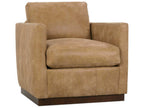 Allie Swivel Brown Leather Accent Chair with Track Arms