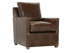 Lilah Brown Leather Accent Chair with Track Arms and Loose Back
