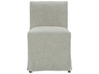 Odessa Beige Upholstered Side Dining Chair with Removable Slipcover and Casters