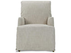 Finch Beige Upholstered Arm Dining Chair with Slipcover and Casters