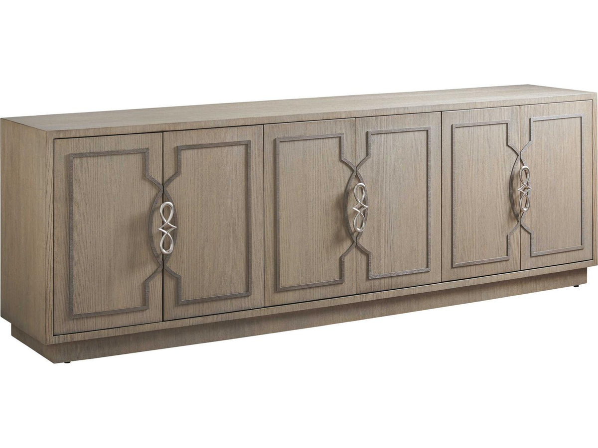 Studio Designs 92 Inch Ash Wood Media Console in Wire-Brushed Dove Gray