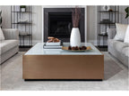 Shiloh Square Coffee Table with White Glass and Gold Stainless Steel