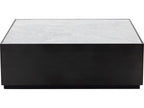 Selah Square Coffee Table in White Carrara Marble and Black Steel