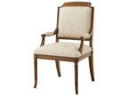 English Cabinet Maker Mahogany Wood Beige Upholstered Arm Dining Chair
