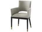Richard Mishaan Mahogany Wood Black Upholstered Arm Dining Chair