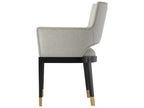Richard Mishaan Mahogany Wood Black Upholstered Arm Dining Chair
