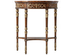 Beauty of Leaves Bowfront Console Table in Mahogany and Gilt