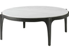 Rome Round Coffee Table in Romulus Finish with White Marble Top