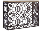 Los Altos Ackermann Console Table with Travertine Top and Aged Bronze Base