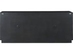 Modern Noir Credenza with Carved Wood Doors and Iron Frame