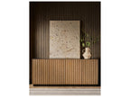 Modern Noir Credenza with Carved Wood Doors and Iron Frame