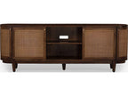 Canggu 84-Inch Media Stand Porto Dark Finish with Woven Cane Doors