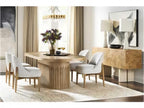 Edge Buffet in Camel with Travertine Base and Satin Brass Accents