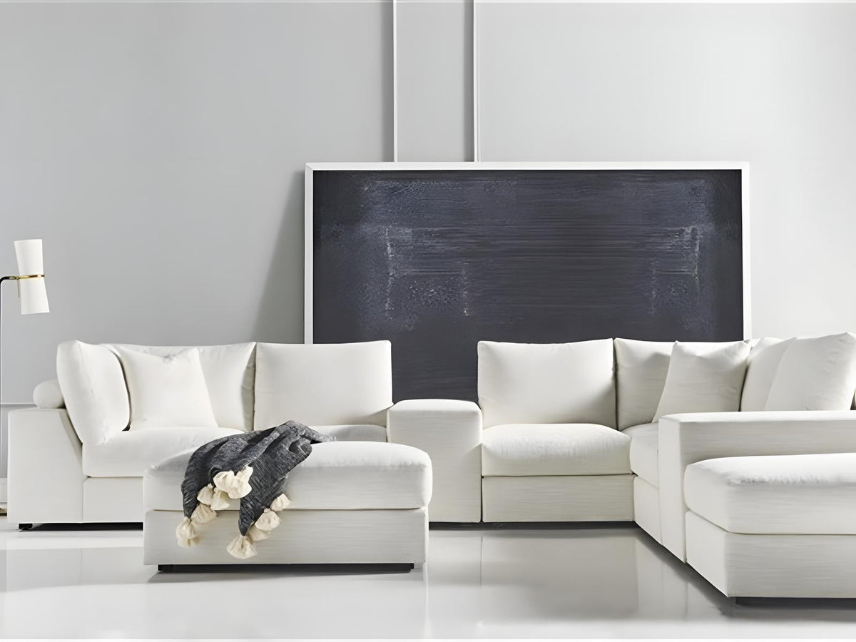 Ease White Upholstered Sectional Sofa