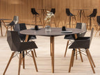Faz Wood Black Arm Dining Chair Set of 4 with Beech Wood Legs