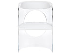 Baran Barrel Back Leather White Upholstered Arm Dining Chair