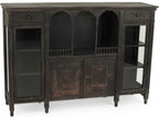 Esme Metal Buffet with Glass Doors in Rustic Grey