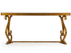 Emeline Rectangular Console Table in Off-White Marble and Gold Leaf