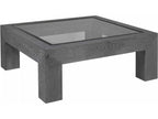 Accolade Square Coffee Table with Beveled Glass Top in Waxed Carbon