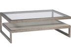 Home Soiree Rectangular Cocktail Table with Glass Top and Silver Leaf Finish