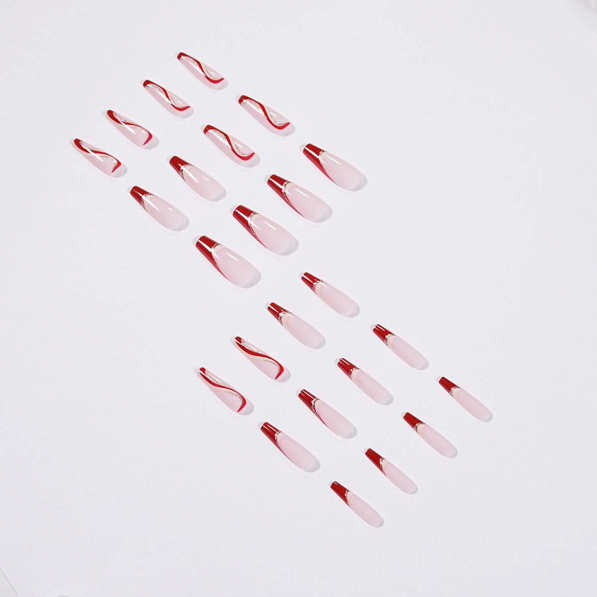Ballerina Nägel in Kirschrot mit French Wellen