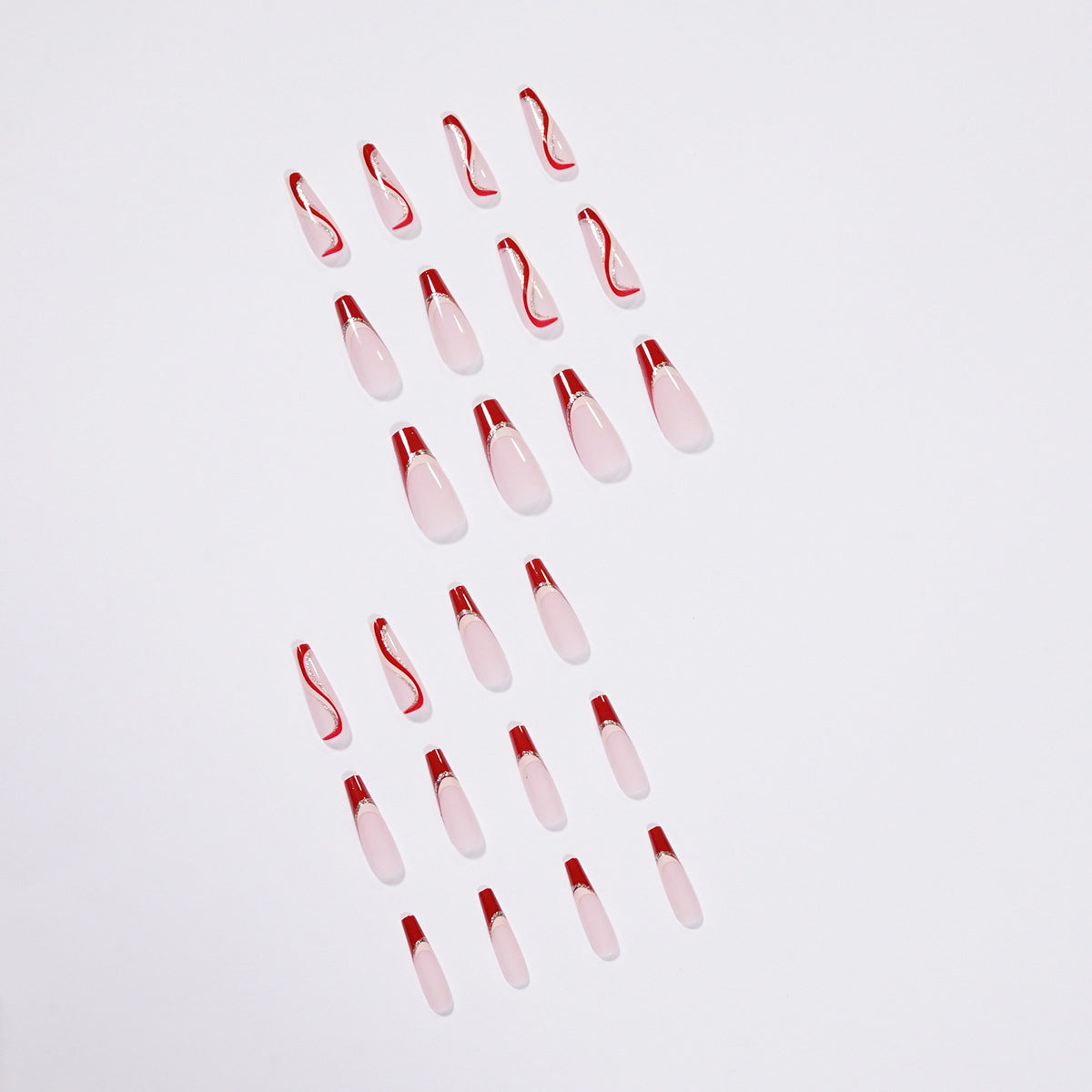 Ballerina Nägel in Kirschrot mit French Wellen