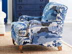 Sydney Fabric Accent Chair with Brass Casters in Laguna Sands