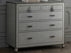 Argento 5-Drawer Chest with Silvered Raffia and Pewter Trim