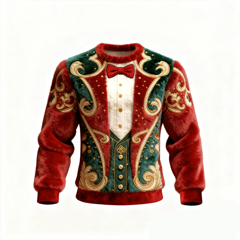 Herren Weihnachts Zweiteiler Set mit rotem Flanell Sweatshirt Warmes Winter Outfit