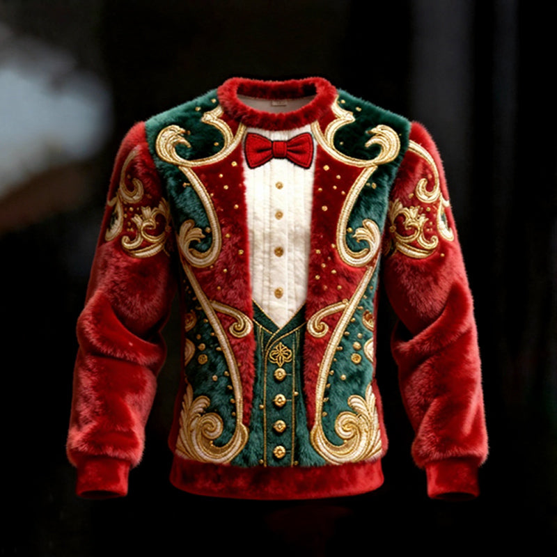 Herren Weihnachts Zweiteiler Set mit rotem Flanell Sweatshirt Warmes Winter Outfit