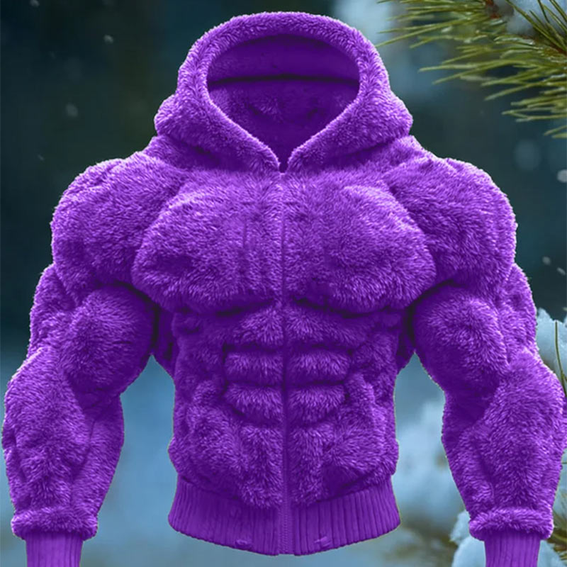 Herren Vintage Kapuzenjacke Warm Muskelprint Strickjacke Winter Freizeit Hoodie
