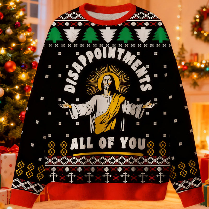 Herren Weihnachts Sweatshirt Schwarz Lustiger Ugly Christmas Pullover Warmes Winter Shirt