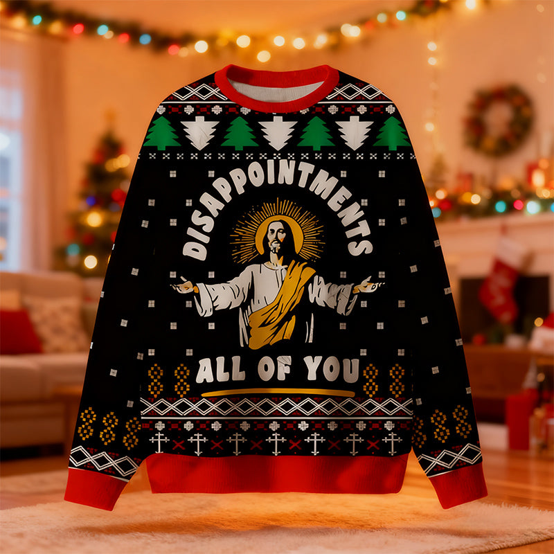 Herren Weihnachts Sweatshirt Schwarz Lustiger Ugly Christmas Pullover Warmes Winter Shirt