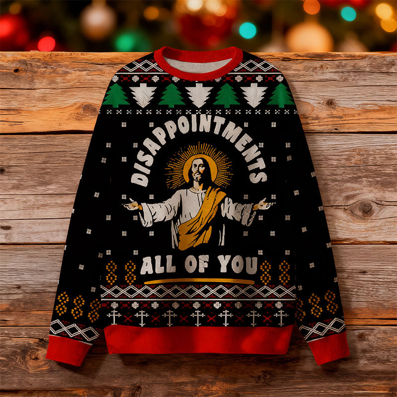 Herren Weihnachts Sweatshirt Schwarz Lustiger Ugly Christmas Pullover Warmes Winter Shirt