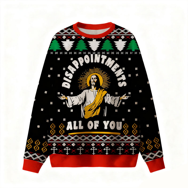 Herren Weihnachts Sweatshirt Schwarz Lustiger Ugly Christmas Pullover Warmes Winter Shirt