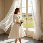 Exklusives Weißes Cocktailkleid – Tailliertes Design aus Hochwertigem Jacquard-Stoff