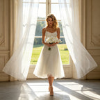 Festliches Abendkleid Weiß – Satin-Optik & Spitze A-Linie Kleid für Besondere Anlässe