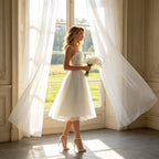 Festliches Abendkleid Weiß – Satin-Optik & Spitze A-Linie Kleid für Besondere Anlässe