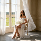 Funkelndes Off-Shoulder Abendkleid Weiß – Elegantes Pailletten-Maxikleid mit Hohem Schlitz