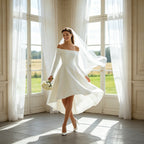 Festliches Cocktailkleid Schulterfrei – Weißes Satin-Kleid für Besondere Anlässe