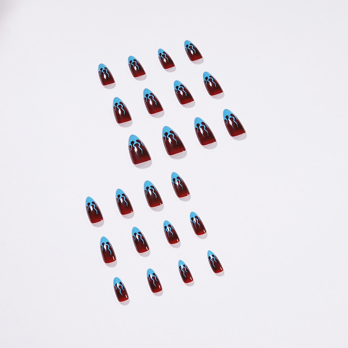 Stiletto Nägel mit French im Bernstein-Flammen Design für Herbst und Winter