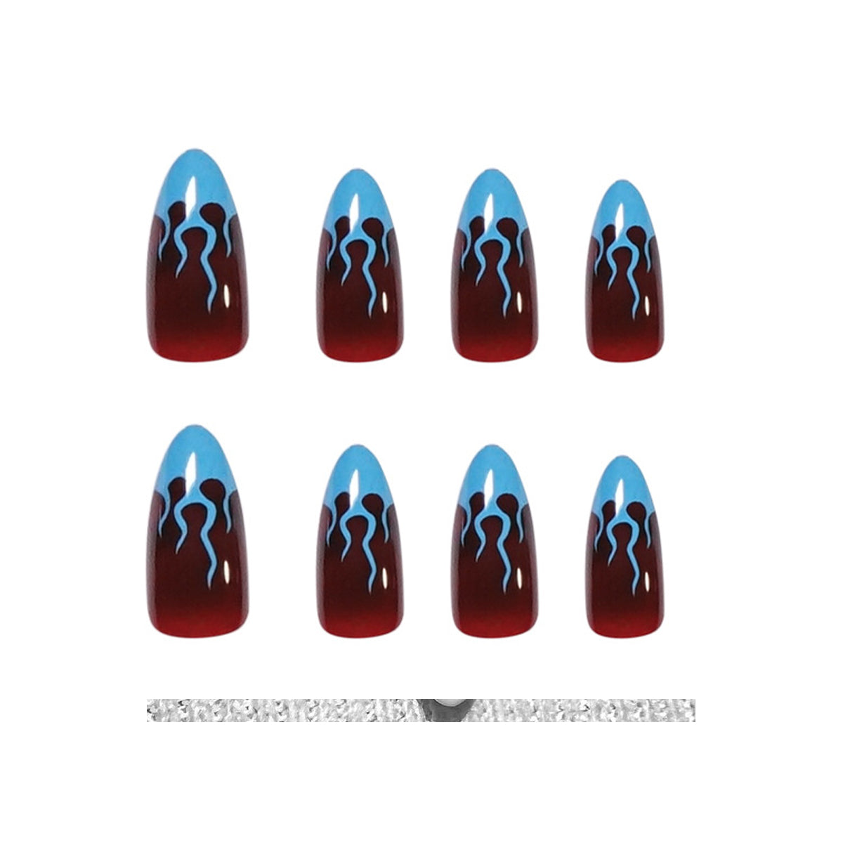 Stiletto Nägel mit French im Bernstein-Flammen Design für Herbst und Winter