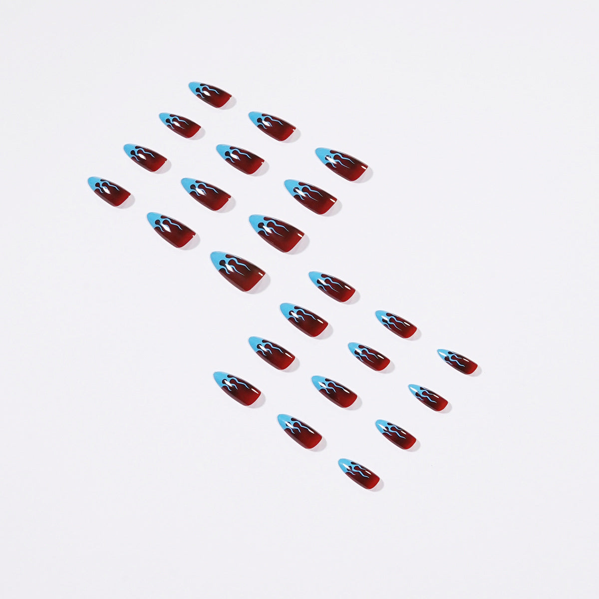 Stiletto Nägel mit French im Bernstein-Flammen Design für Herbst und Winter