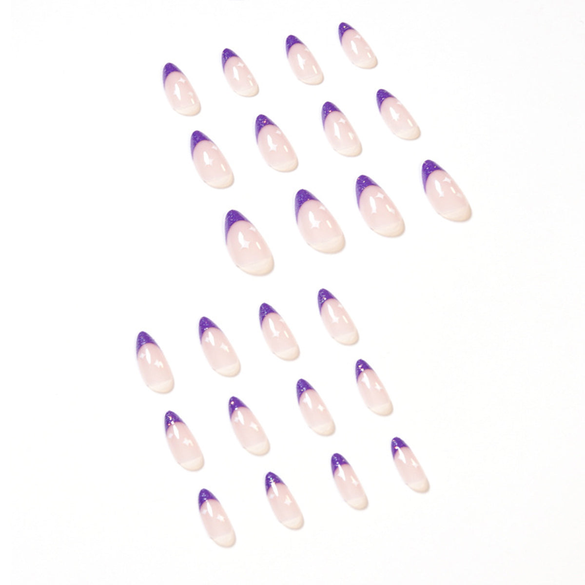 Stiletto Nägel in Blau-Braun mit French und Glänzenden Sternen