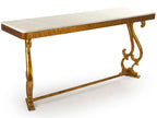 Emeline Rectangular Console Table in Off-White Marble and Gold Leaf